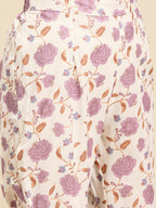 Sangria Women Floral Printed Regular Sequinned Pure Cotton Kurta with Trousers | Grocsy