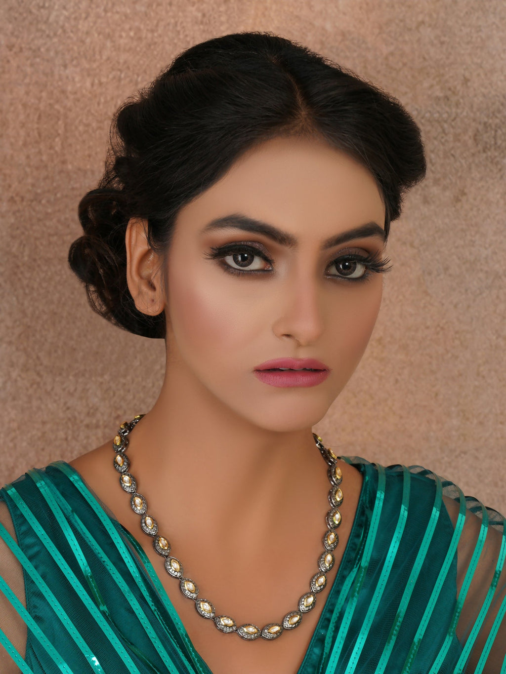 Dual Tone Kundan Neckpiece (silver) - Ruby Raang | Grocsy