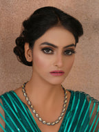 Dual Tone Kundan Neckpiece (silver) - Ruby Raang | Grocsy