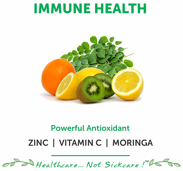 Bliss Welness Immune Health Zinc Vitamin C + Moringa Veg Tablet | Grocsy