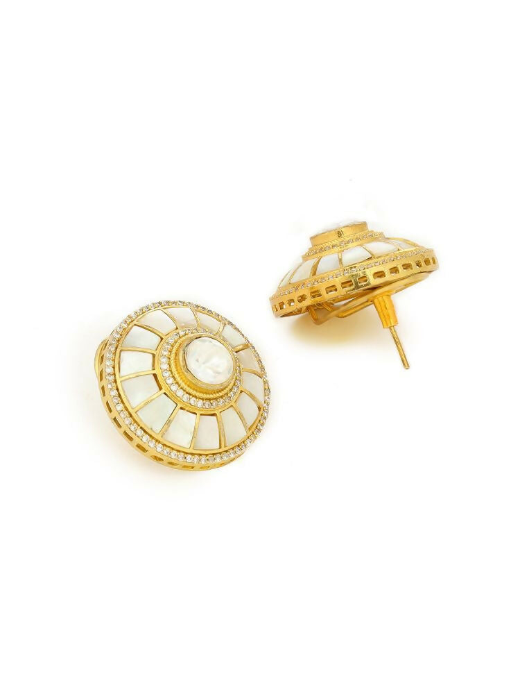 Women's Kundan Pearl earrings - Ruby Raang | Grocsy