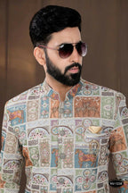 Joban Fashion Men's Base Blue(Multi Colours) Georgette Kurta with Pyjama | Grocsy