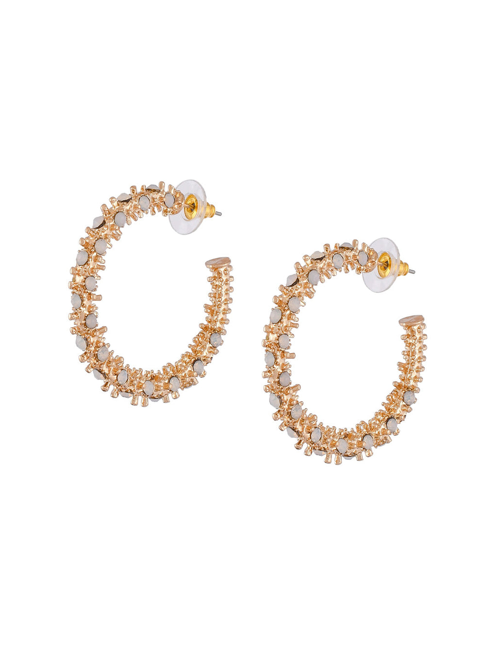 Shoshaa Gold-Toned Contemporary Handcrafted Half Hoop Earrings | Grocsy