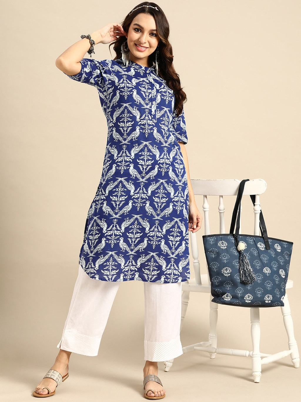 Sangria Ethnic Motif Printed Kurta | Grocsy