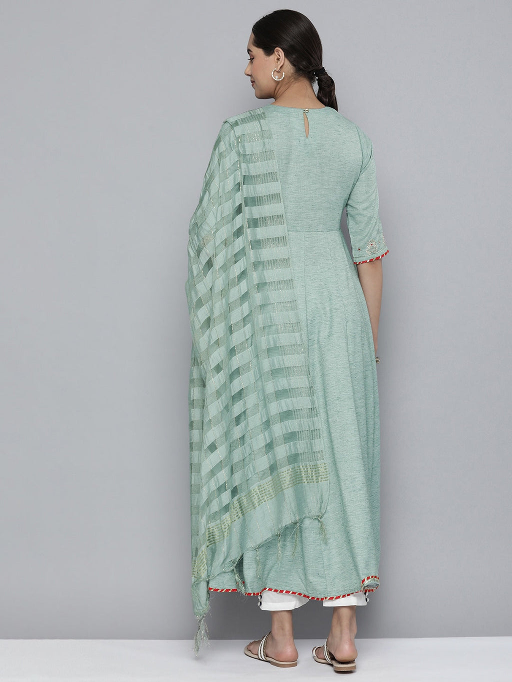 HERE&NOW Women Embroidered Ethnic Motifs Yoke Design Anarkali Kurta | Grocsy