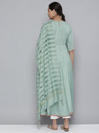 HERE&NOW Women Embroidered Ethnic Motifs Yoke Design Anarkali Kurta | Grocsy