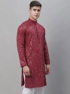 Sojanya Ethnic Motifs Embroidered Sequinned Pure Cotton Kurta | Grocsy