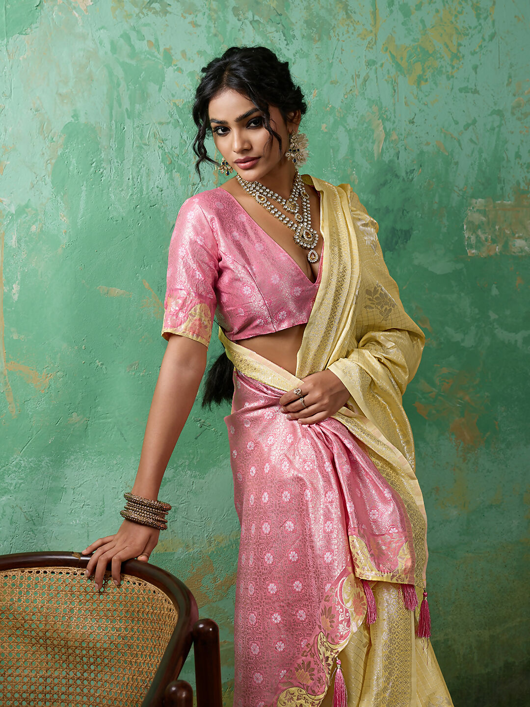 Shree Shyam Fashion Yellow Linen Cotton Saree | Grocsy