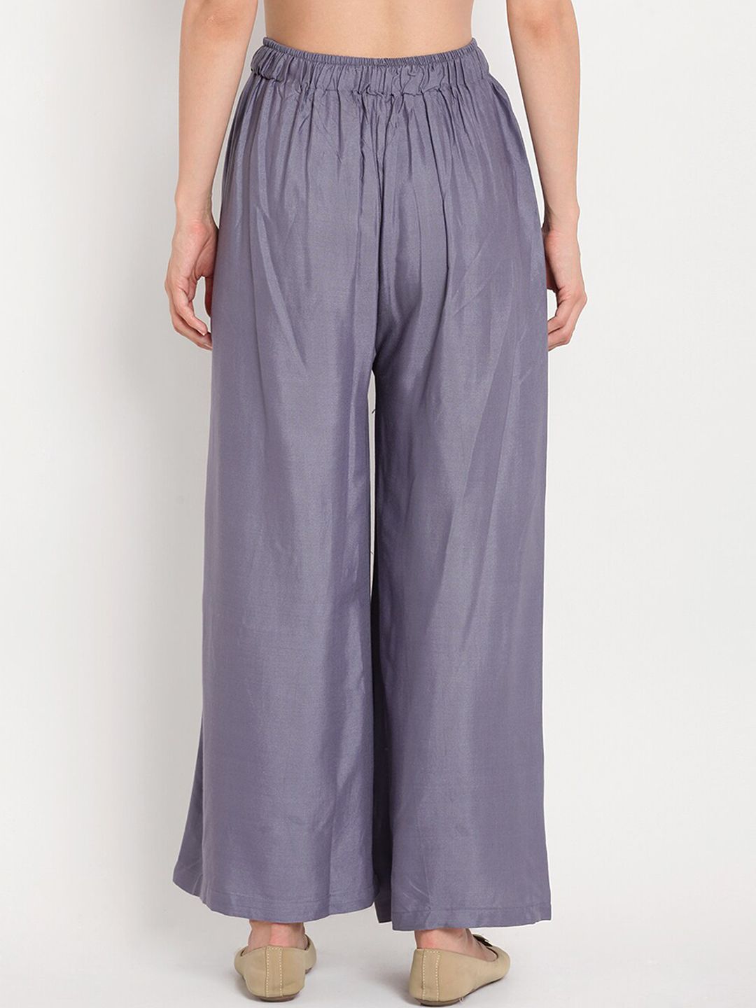 TAG 7 Women Sage Green & Steel Grey Pack of 2 Solid Flared Palazzos | Grocsy