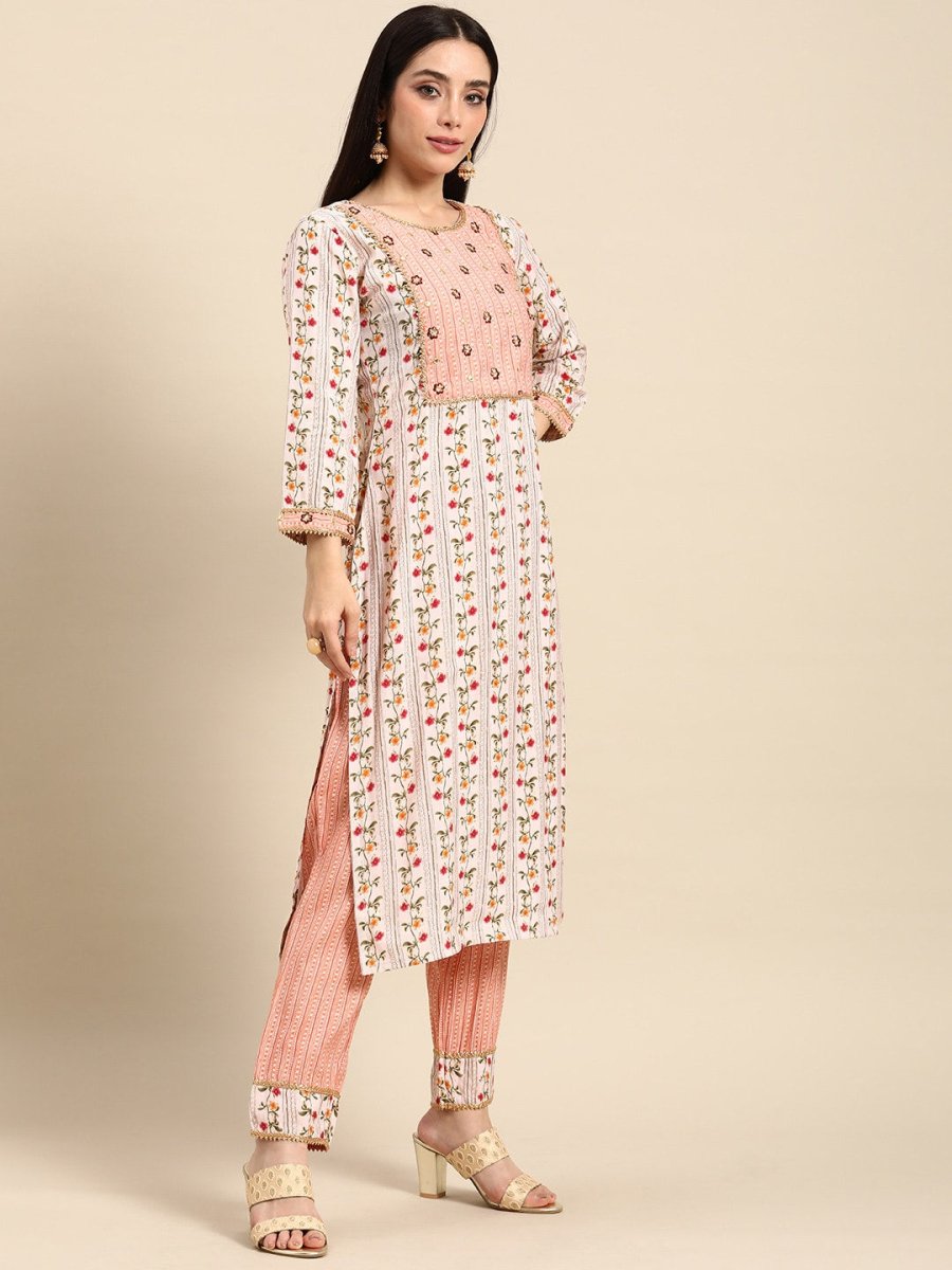 All About You Women Ethnic Motifs Embroidered Gotta Patti Kurta With Trousers | Grocsy