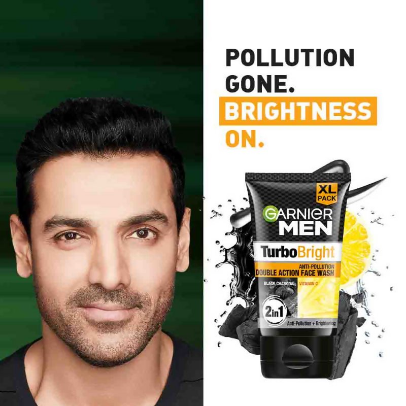 Garnier Men Turbo Bright Anti-Pollution Double Action Face Wash | Grocsy