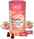 Ace Nutrimony Biotin Balanced Beauty Hair Gummies for Skin and Nails with Clinically Proven Keranat, Biotin - Strawberry | Grocsy
