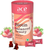 Ace Nutrimony Biotin Balanced Beauty Hair Gummies for Skin and Nails with Clinically Proven Keranat, Biotin - Strawberry | Grocsy
