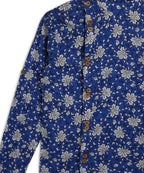 Manet Boys Full Sleeves Flower Printed Ethnic Shirt - Blue | Grocsy