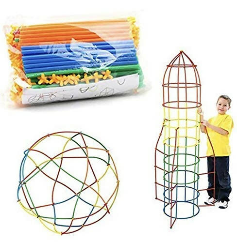 Kipa Children's Puzzle Straw Assembly, Educational Play and Learn Plastic Building Construction, Stitching Assembly Straw Build Blocks Creative Toy | Grocsy