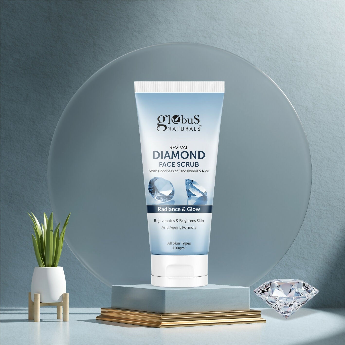 Globus Naturals Revival Diamond Face Scrub, Suitable For All Skin Types | Grocsy