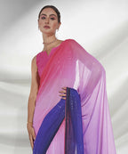 Pink Georgette Sequence Embroidery Saree With Unstitched Blouse Piece - Rajal | Grocsy