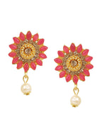 Cardinal Gold-Toned & Pink Onyx-Studded & Beaded Jewellery Set | Grocsy