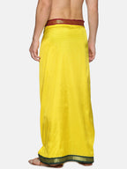 Sethukrishna Men Yellow & Green Solid Readymade Veshti Dhoti | Grocsy