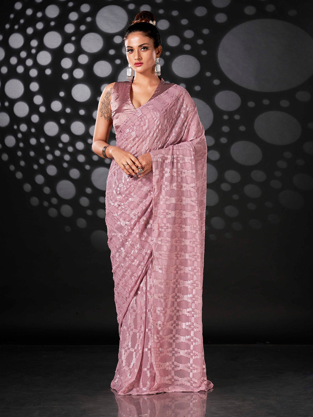 Tikhi Imli Ethnic Motifs Woven Design Ready to Wear Saree | Grocsy