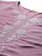 Indo Era Plus Size Floral Embroidered Thread Work Kurta With Trousers & Dupatta | Grocsy