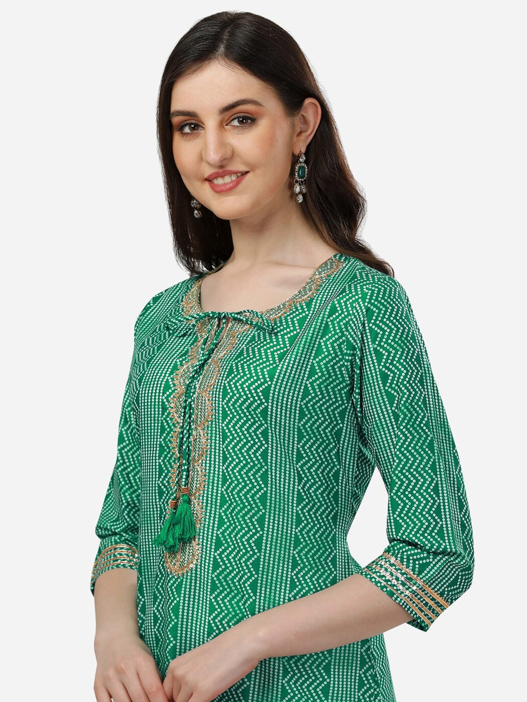 HERE&NOW Bandhani Printed Gotta Patti Kurta | Grocsy