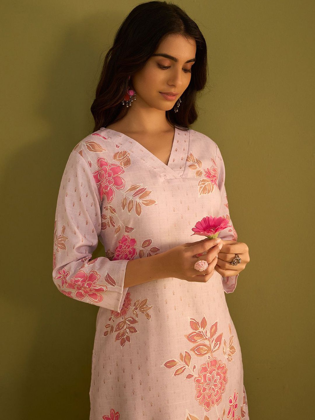 Indo Era Women Floral Printed Regular Kurta with Trousers | Grocsy