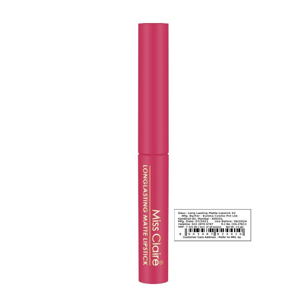 Miss Claire Long Lasting Matte Lipstick - 32 Ultra Pink | Grocsy