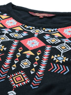 Sangria Women Teal Green & Pink Geometric Printed Straight Winter Kurta | Grocsy