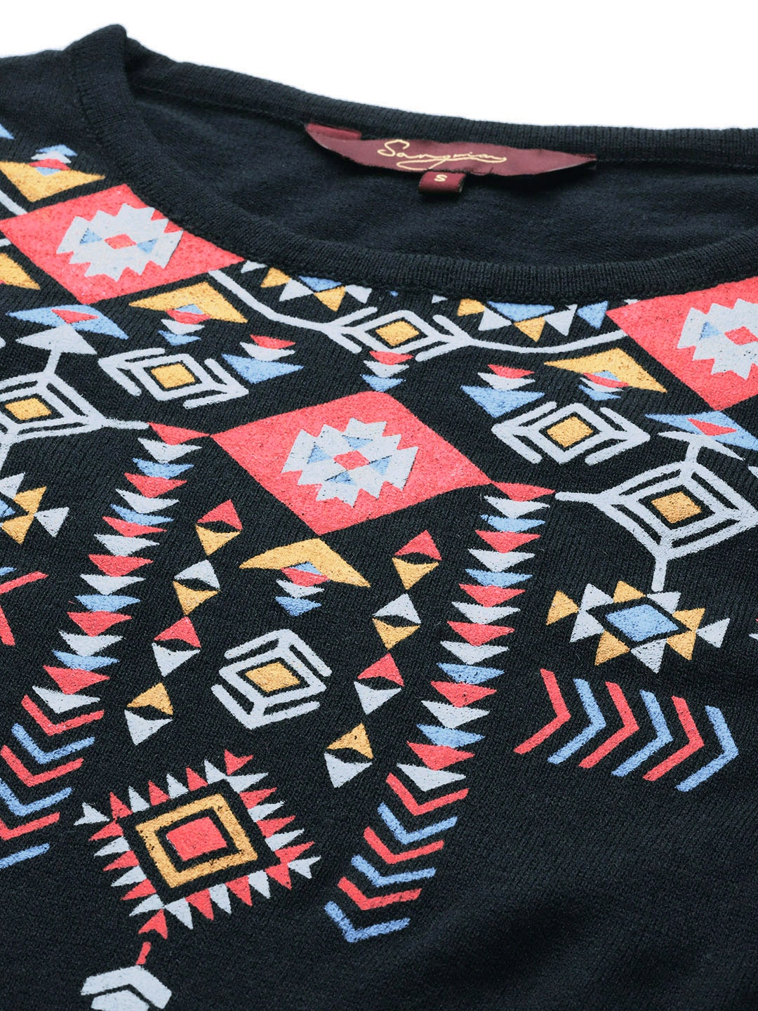 Sangria Women Teal Green & Pink Geometric Printed Straight Winter Kurta | Grocsy