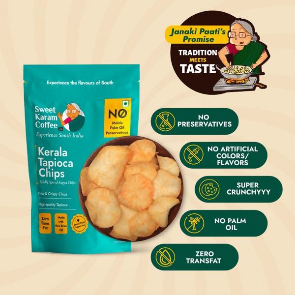 Sweet Karam Coffee Kerala Tapioca (Kappa) Chips | Grocsy