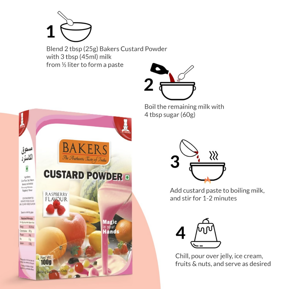BAKERS Raspberry Flavored Custard Powder | Grocsy