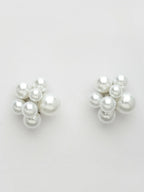 NVR Women's White Pearl Silver-Plated Circular Studs Earring | Grocsy