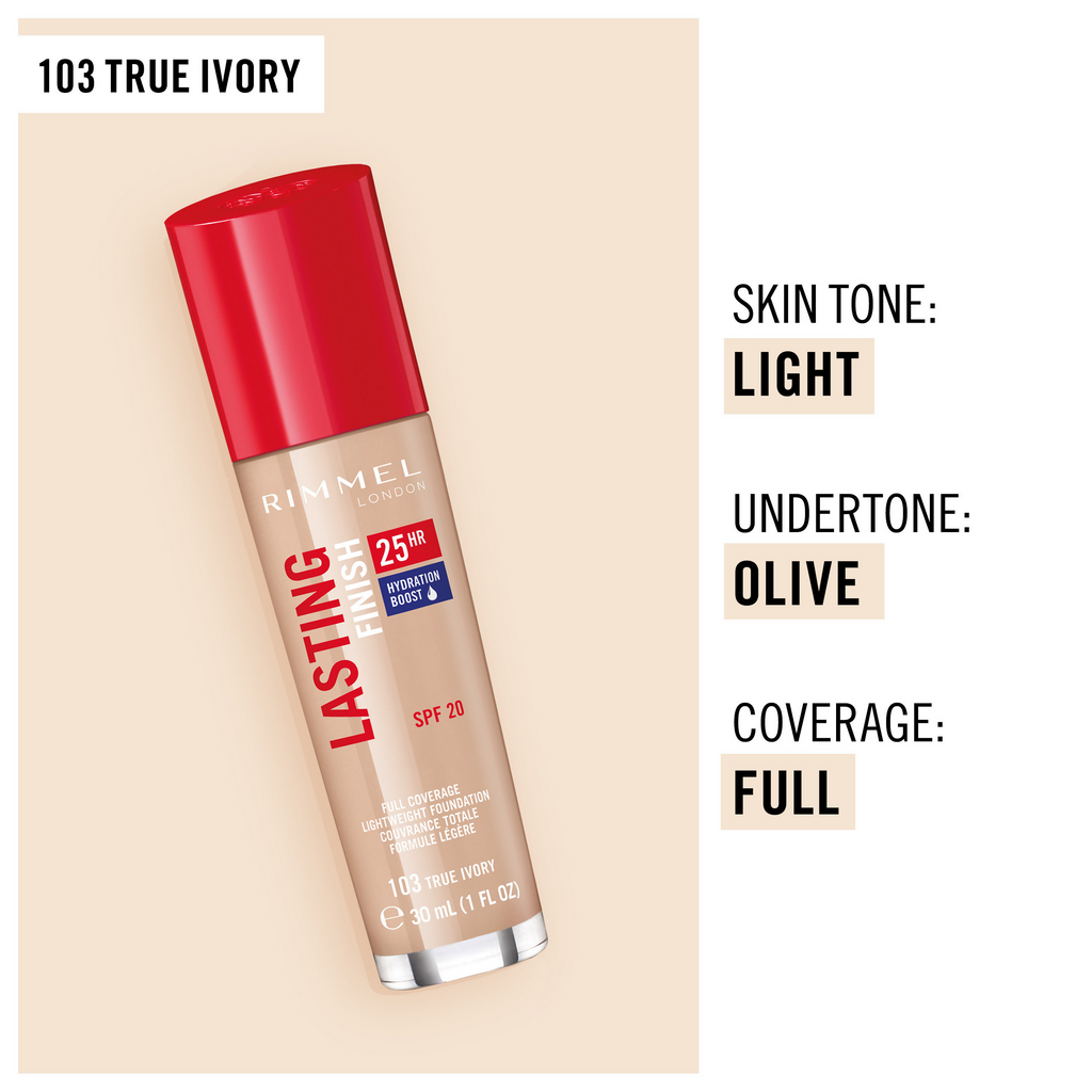 Rimmel London Lasting Finish 25 Hour Foundation SPF 20 - True Ivory | Grocsy