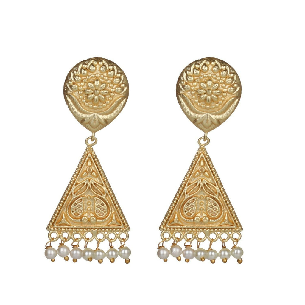 Joban Fashion Women Matte Gold Brass Earrings | Grocsy