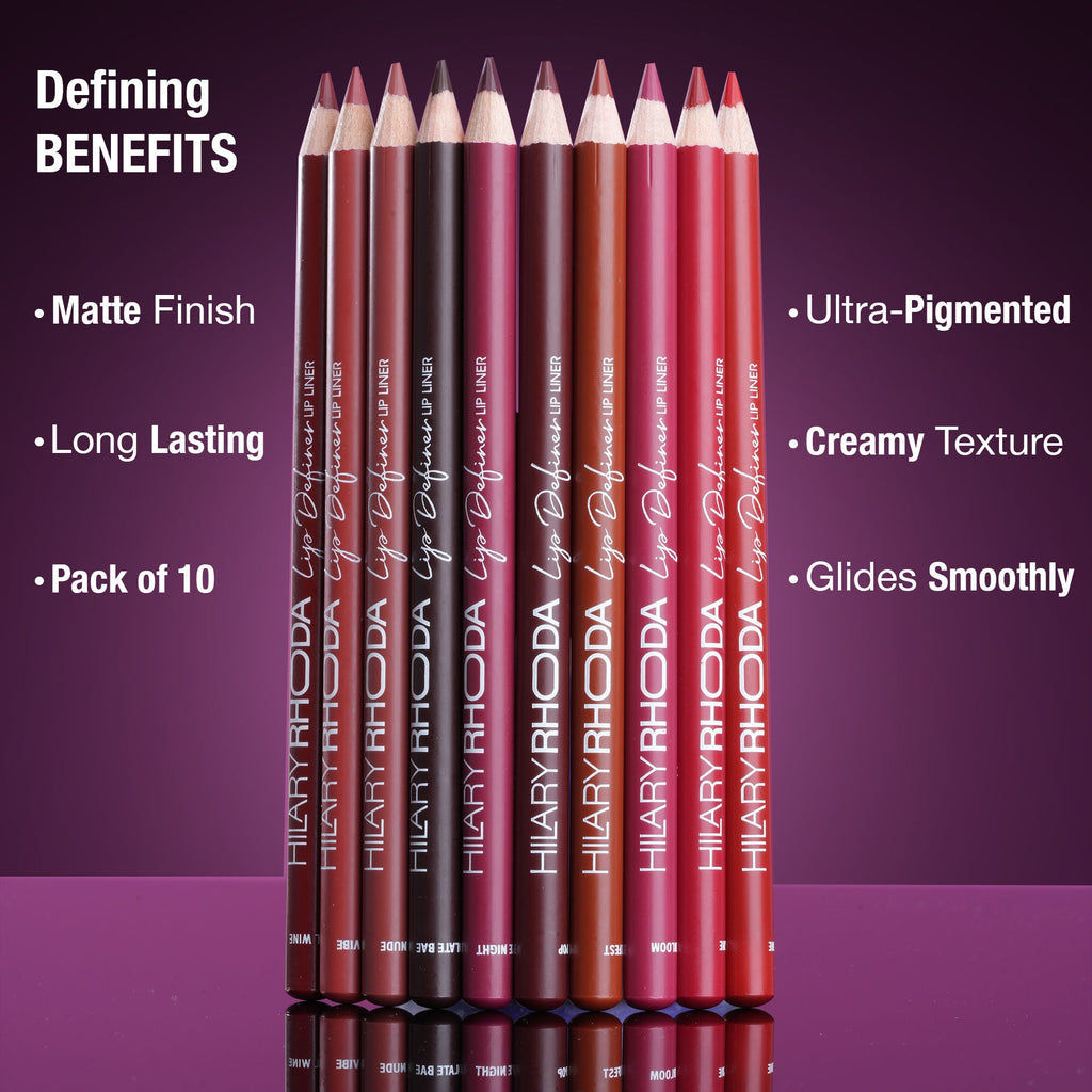 Hilary Rhoda Lip Definer Matte Lip Liner - Set Of 10 | Grocsy