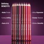 Hilary Rhoda Lip Definer Matte Lip Liner - Set Of 10 | Grocsy