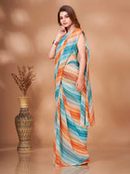 Tikhi Imli Striped Georgette Leheriya Ready to Wear Saree | Grocsy