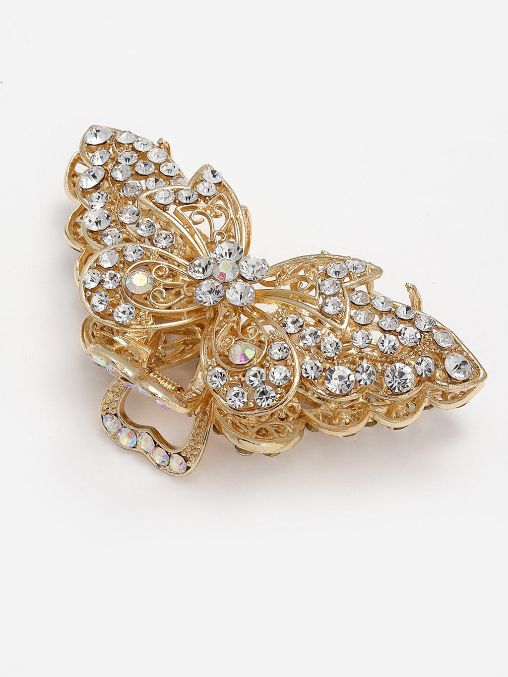 Panash Women Gold-Toned & White Embellished Claw Clip | Grocsy