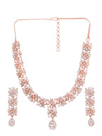 Saraf RS Jewellery Rose Gold-Polished American Diamond Studded Handcrafted Jewellery Set | Grocsy