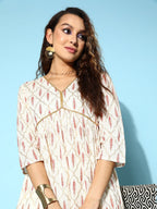 All About You Onyx White & Red Ethnic Motifs Printed Veere Di Wedding Kurta with Palazzos | Grocsy