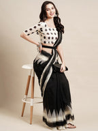 Saree Mall Black & White Pure Cotton Saree | Grocsy