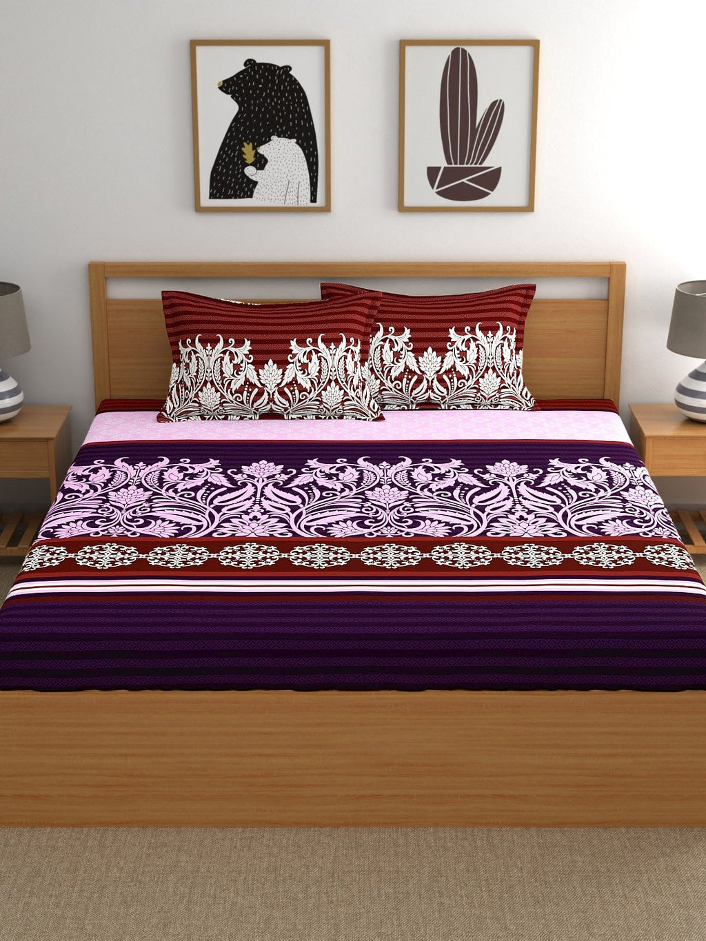 My Room Adults Ethnic Motifs 140 TC Bedsheet with Pillow Covers | Grocsy