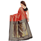 Vamika Banarasi Jaquard Red Weaving Saree (BANARASI 03) | Grocsy