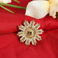 Mominos Fashion Joharkamal Gold-Polished AD Studded Adjustable Finger Ring | Grocsy
