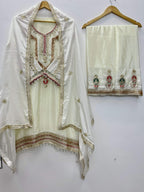 Teeya Creation Cream Color Chinon Silk Party Wear Trending Palazzo Set | Grocsy