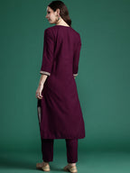 Indo Era Ethnic Motifs Embroidered Sequinned Kurta with Trousers | Grocsy