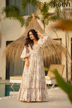 Aayaa Designer Printed Full Flared Gown - Multi Color | Grocsy