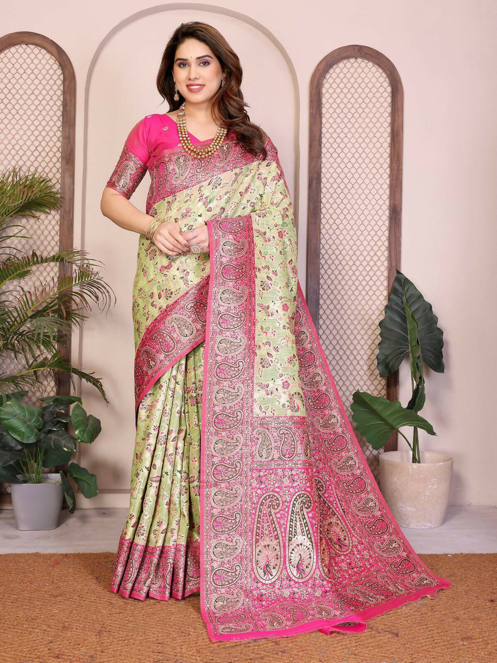 Teeya Creation New Latest Trendy Wedding Wear Pashmina Silk Saree-Yellow | Grocsy