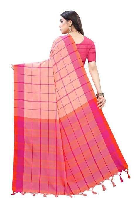 Vamika Peach Cotton Silk Weaving Saree (Goggle Peach) | Grocsy